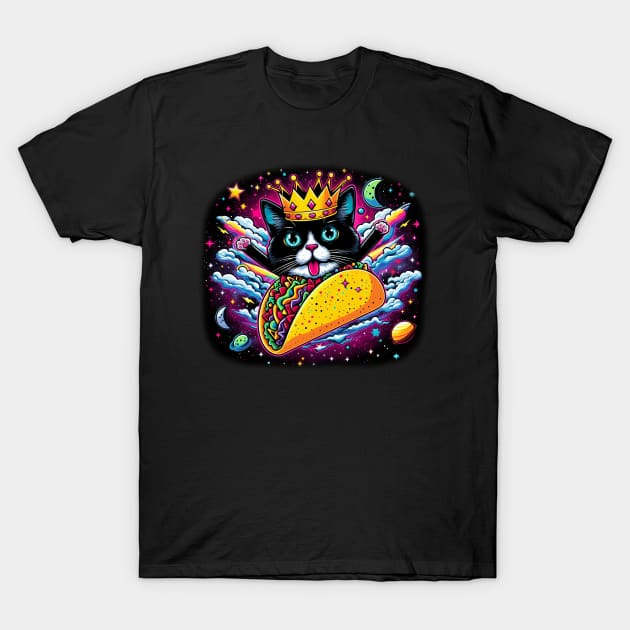 king cat galaxy funny T-Shirt by Xonmau